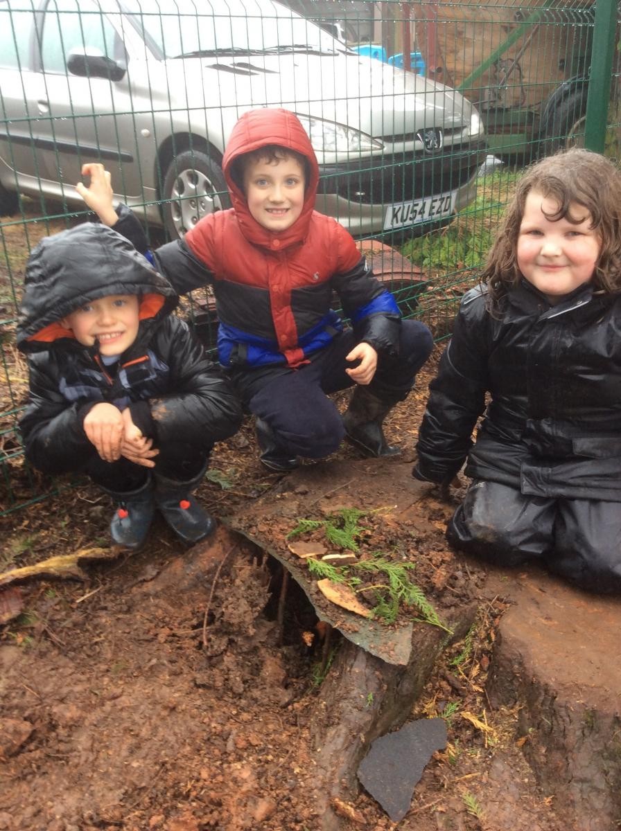 Week one onsite making mini dens for an animal.