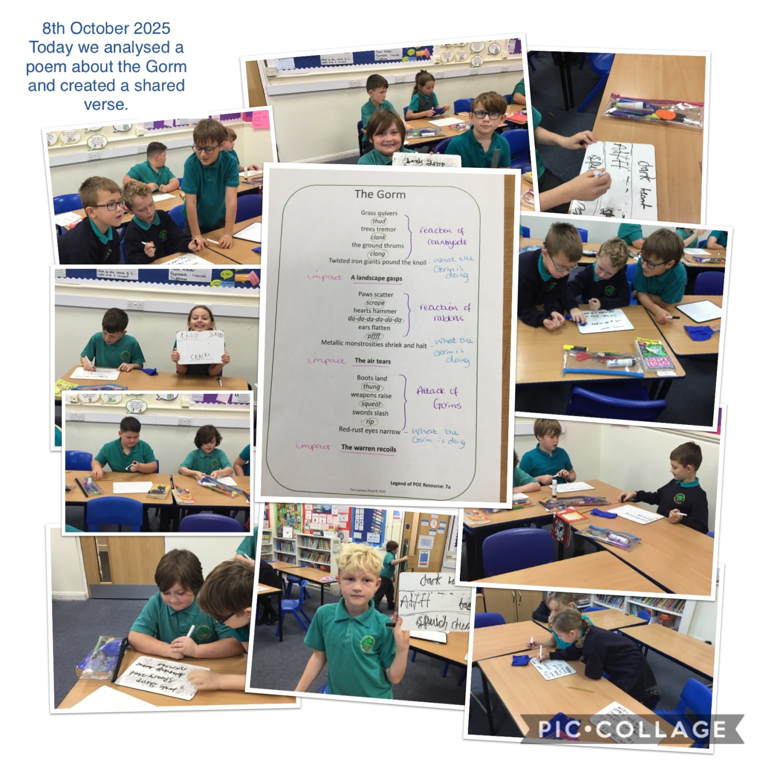 The children analysed the poem before creating another verse in a similar style.