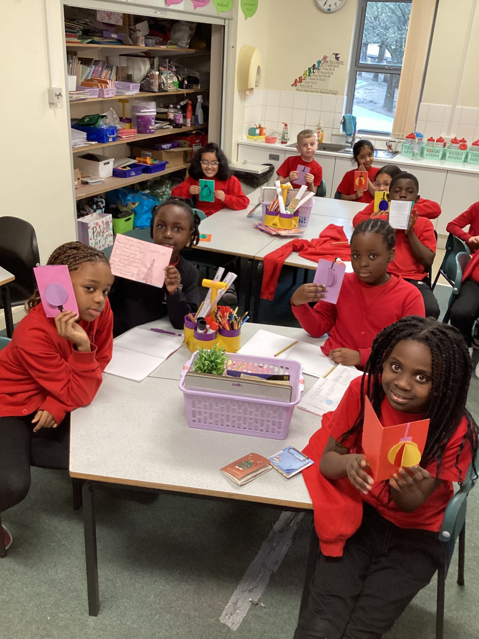 Children in Y3 opening their cards