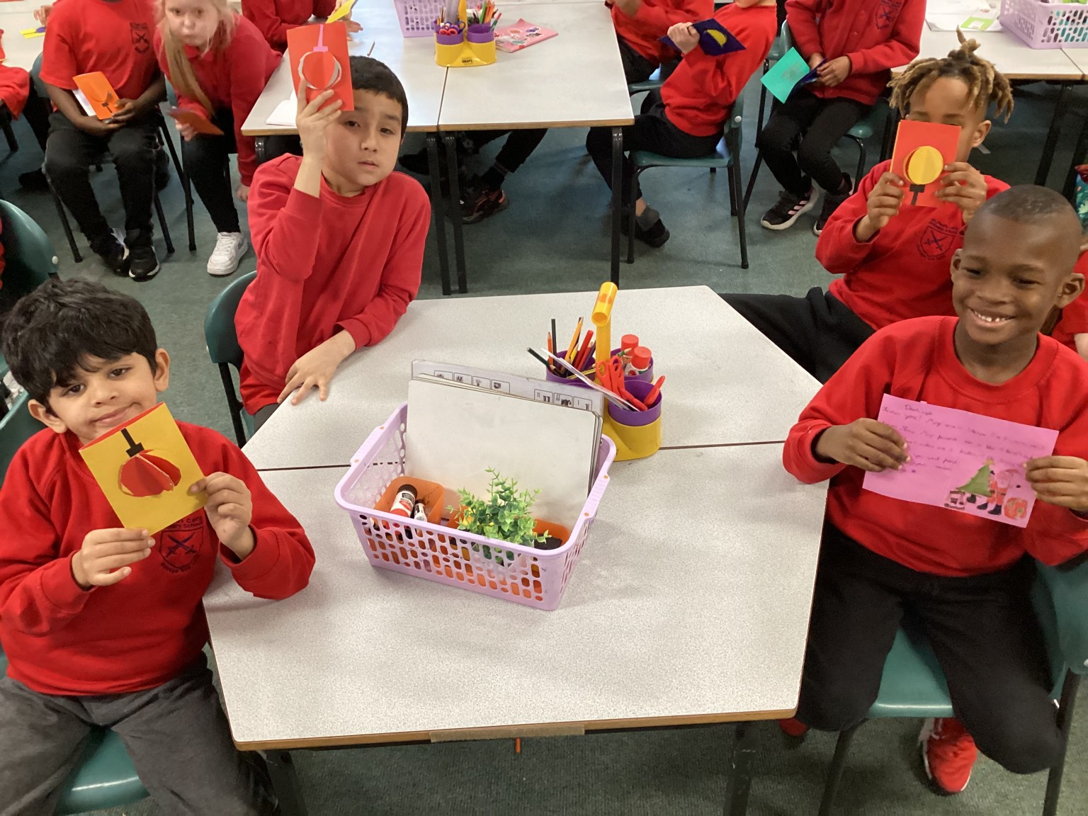 Children in Y3 opening their cards