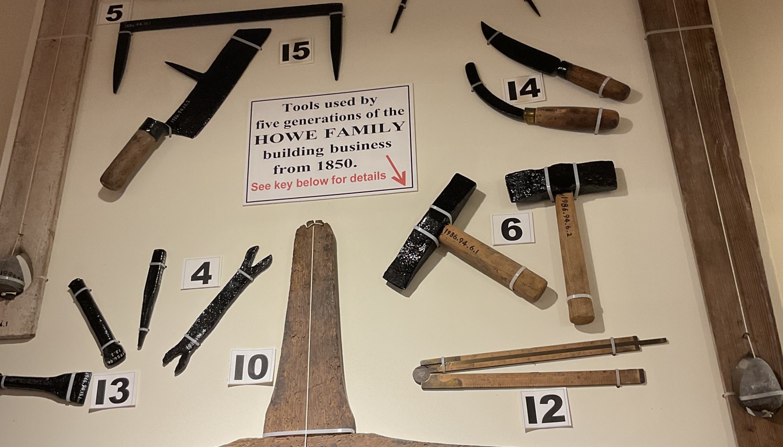 Tools used by the Howe family, from 1950
