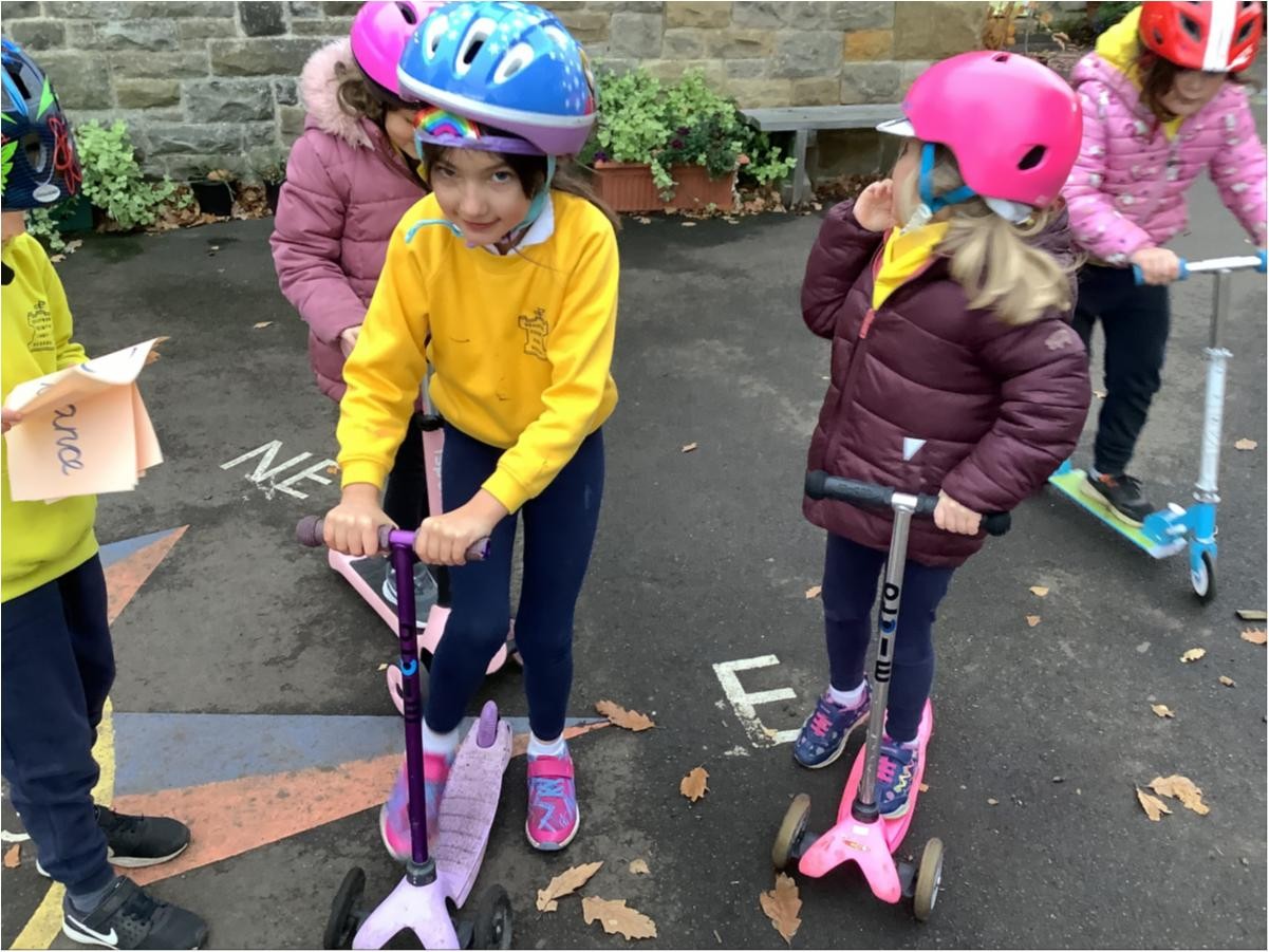We enjoyed bringing our scooters to school to help us learn about instructions.