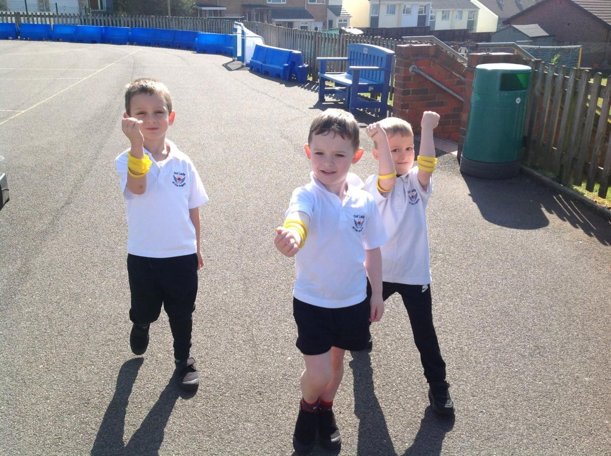 Reception children taking part in the Big Lent Walk