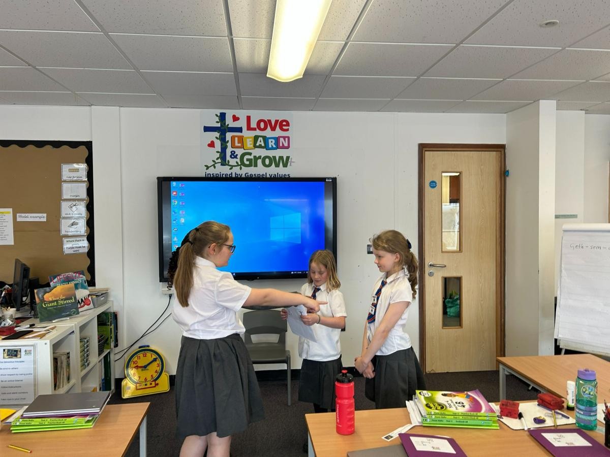 Acting out the scene where Peter denies Jesus