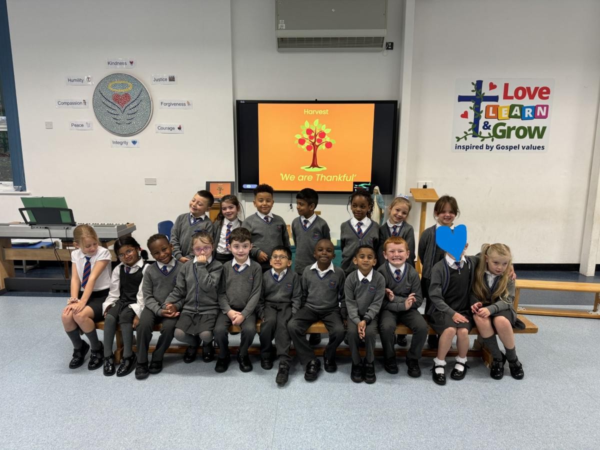 Y2 leading the Harvest whole school worship