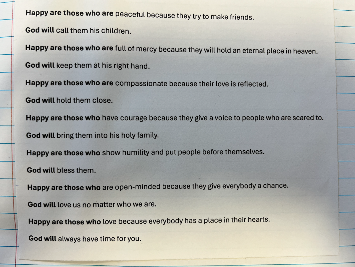 Litany written by Y5 about how we are all called to live in service and love.