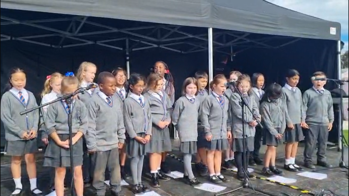 The school choir performing at the Baton of Hope.