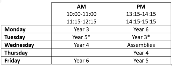 PE Timetable 