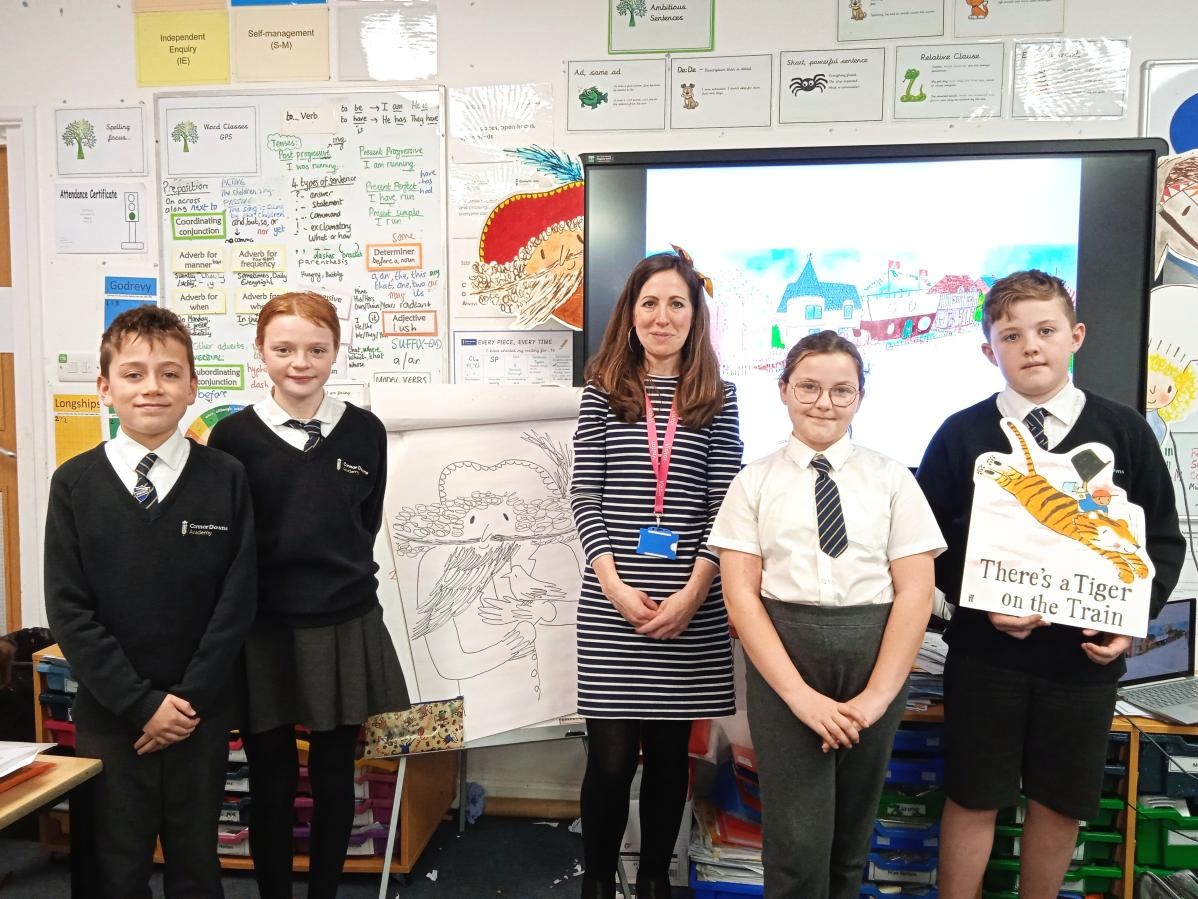 Rebecca Cobb, a local illustrator and writer who has worked with Julia Donaldson, visited school in 2024.