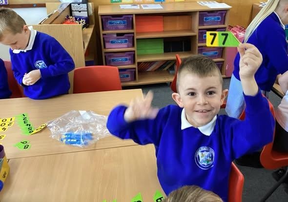 Trenoweth working on place value of 2 and 3 digit numbers