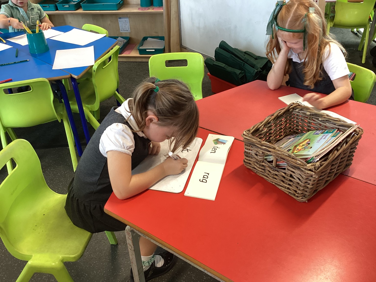Practising reading independently.