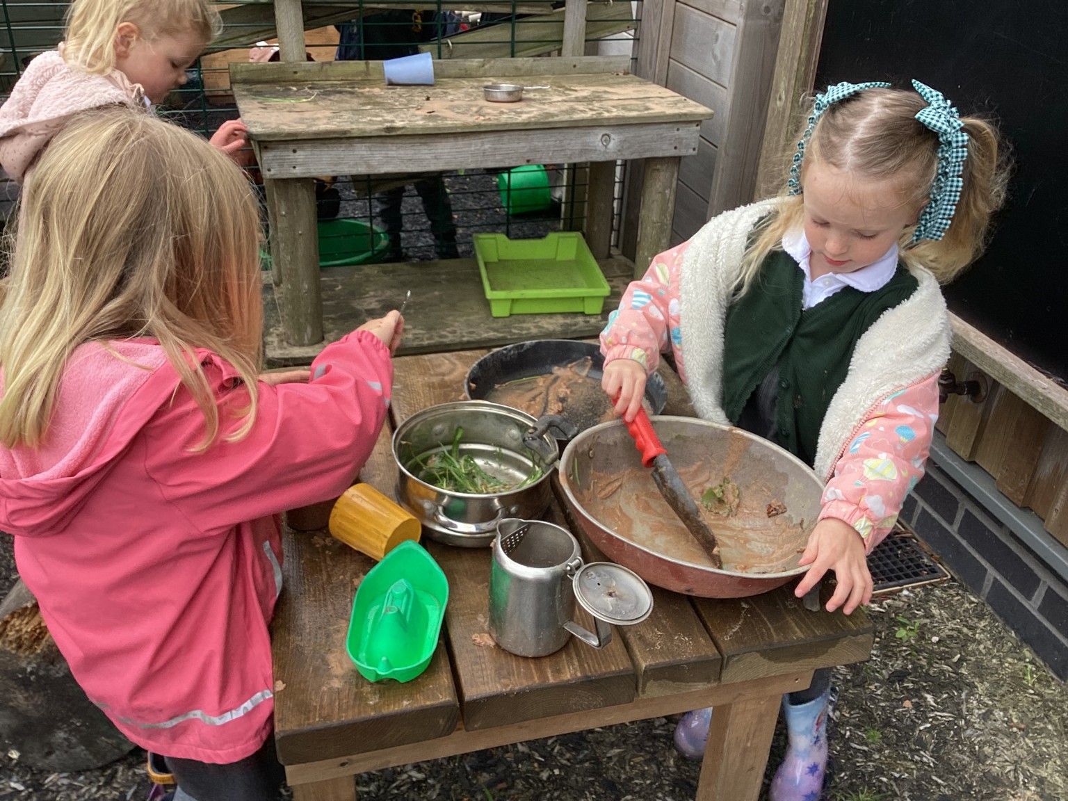 Making dinner in the nature kitchen.