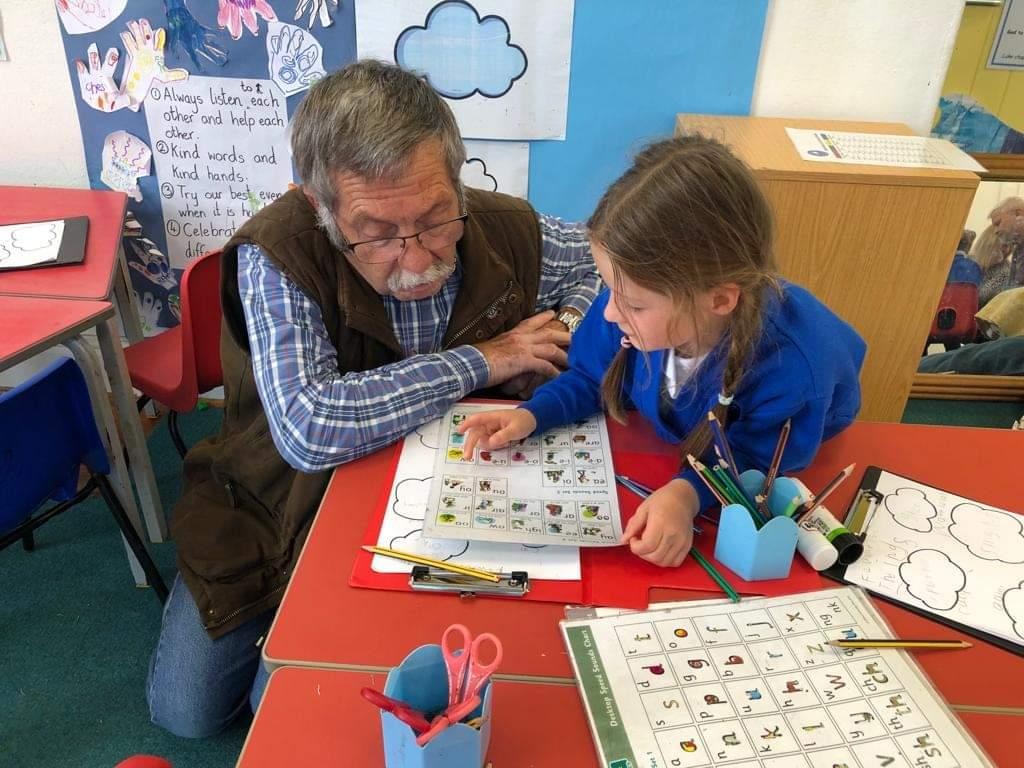 Sharing books on Grandparent's Day.