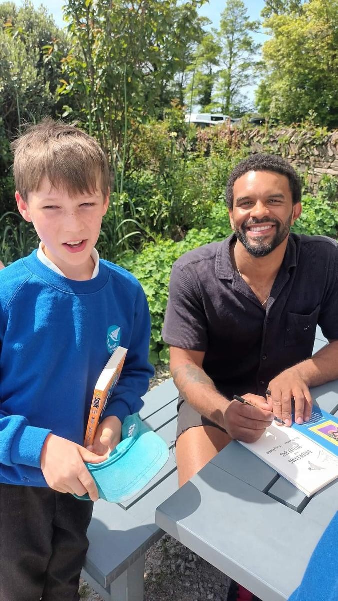Meeting Alex Wharton at Kestle Barton Book Festival.