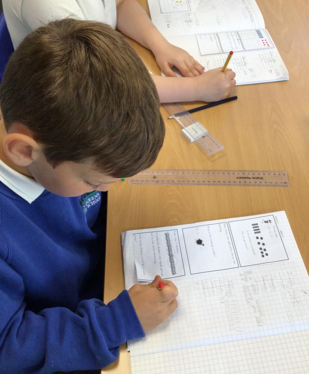 Using concrete resources and images support the transition to formal written methods of calculation.