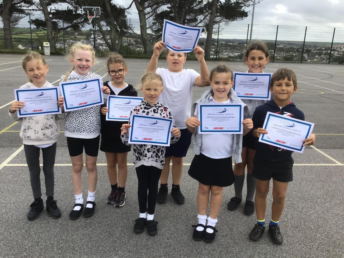 Year 3/4 Netball club having a fantastic time at the Newquay development festival!