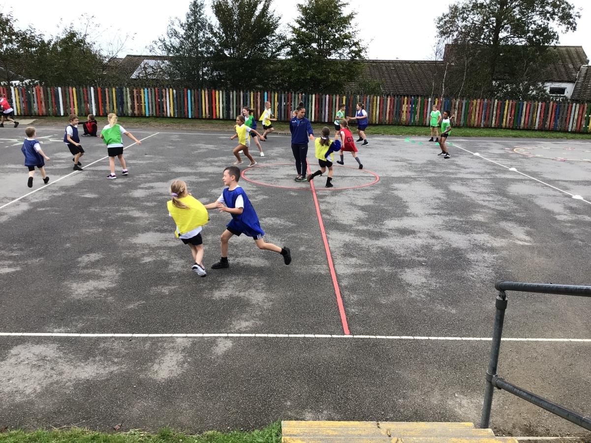 Year 3 and 4 during a Team Games Lesson