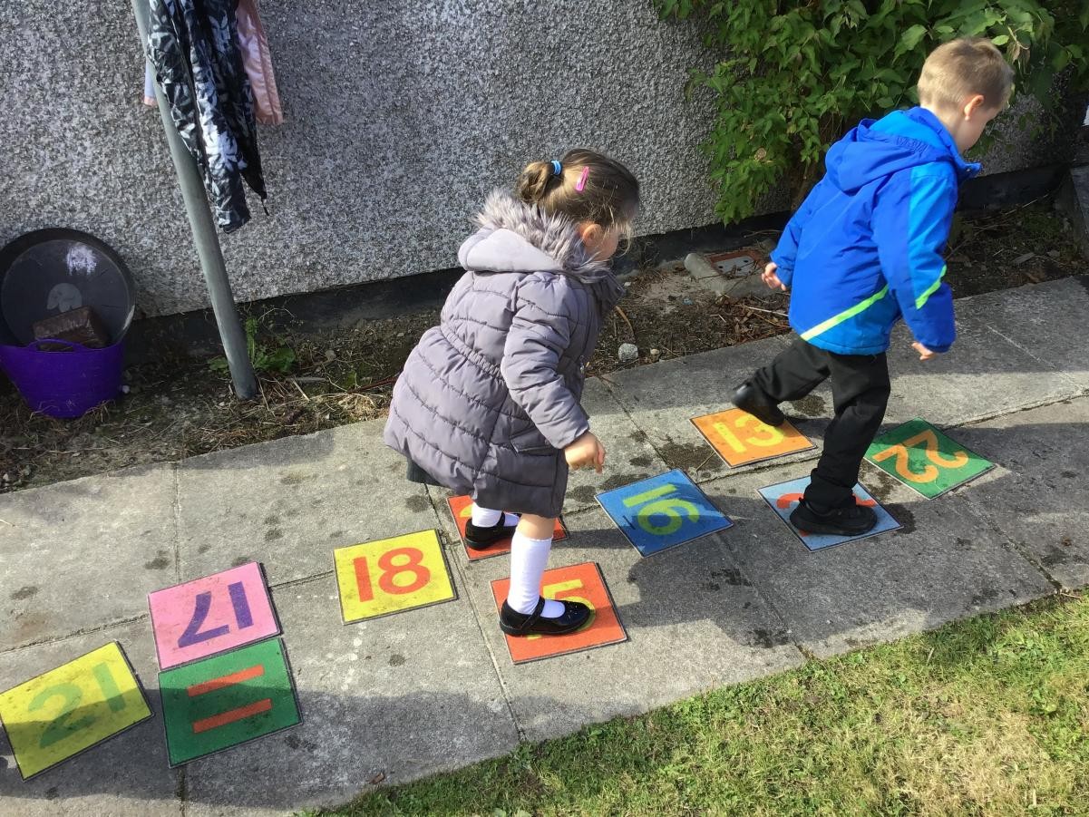 Reception Hopscotch outdoors
