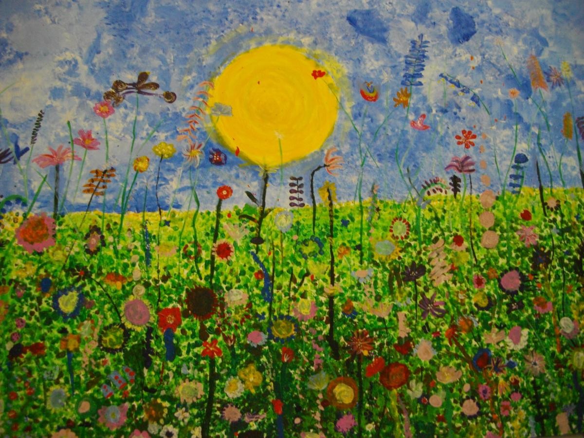 Year 2 were inspired by Yvonne Coomber and have painted a large canvas in her style. 