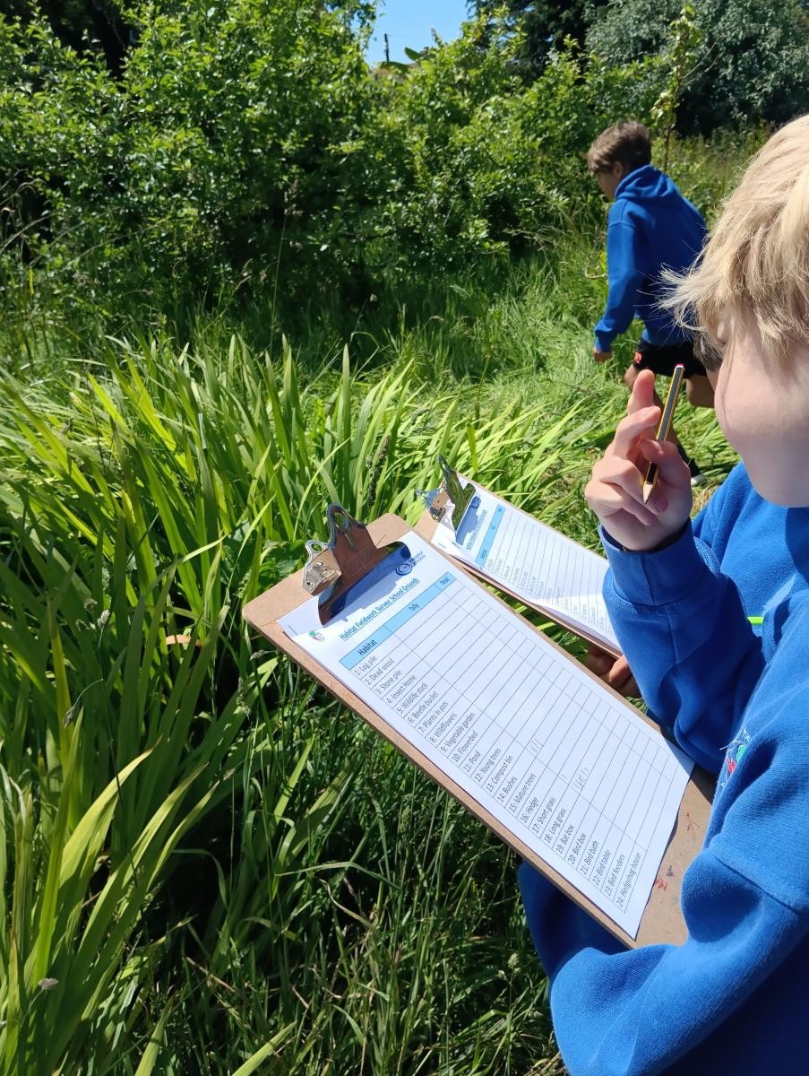 Conducting a survey of how bio diverse habitats for wildlife are across the school.