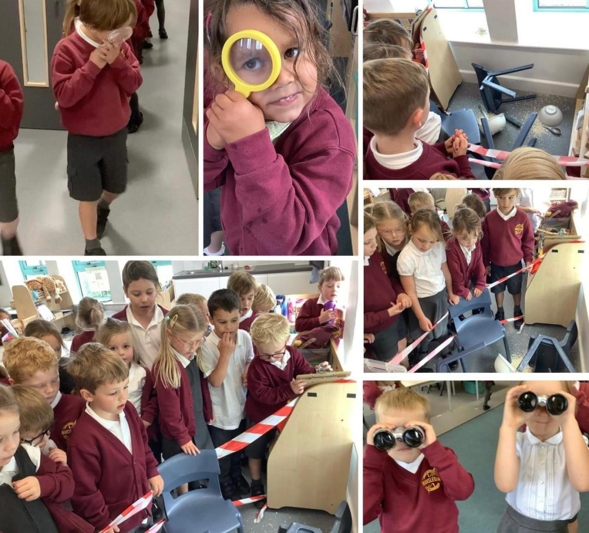 Investigating a crime scene - Goldilocks broke in to our classroom and ate the porridge! 