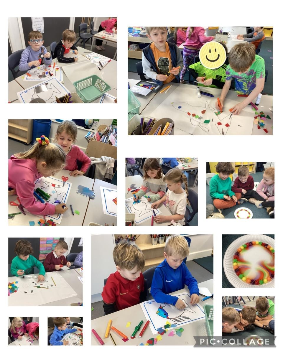 Curie Class enjoyed a day full of rainbows to hook the children into our exciting, new text 'Rainbow Fish' by Marcus Pfister.