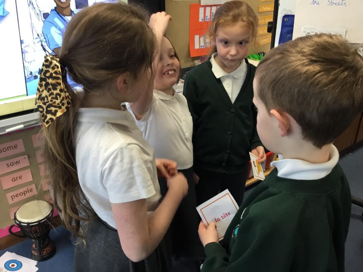 Year 3 learning the names for body parts in French.