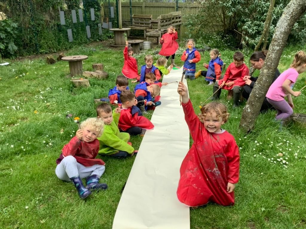 Painting with our handmade natural paintbrushes