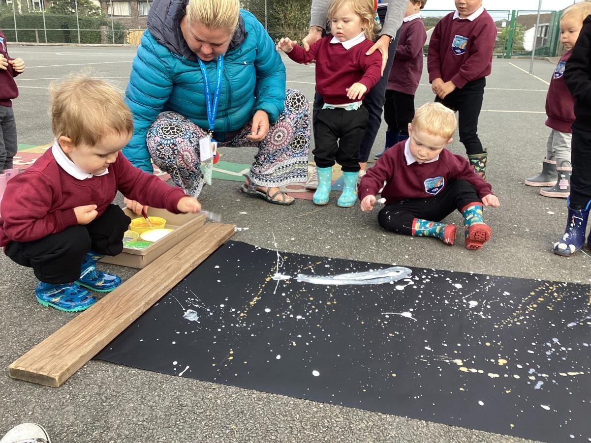 Exploring different methods of painting for Space week
