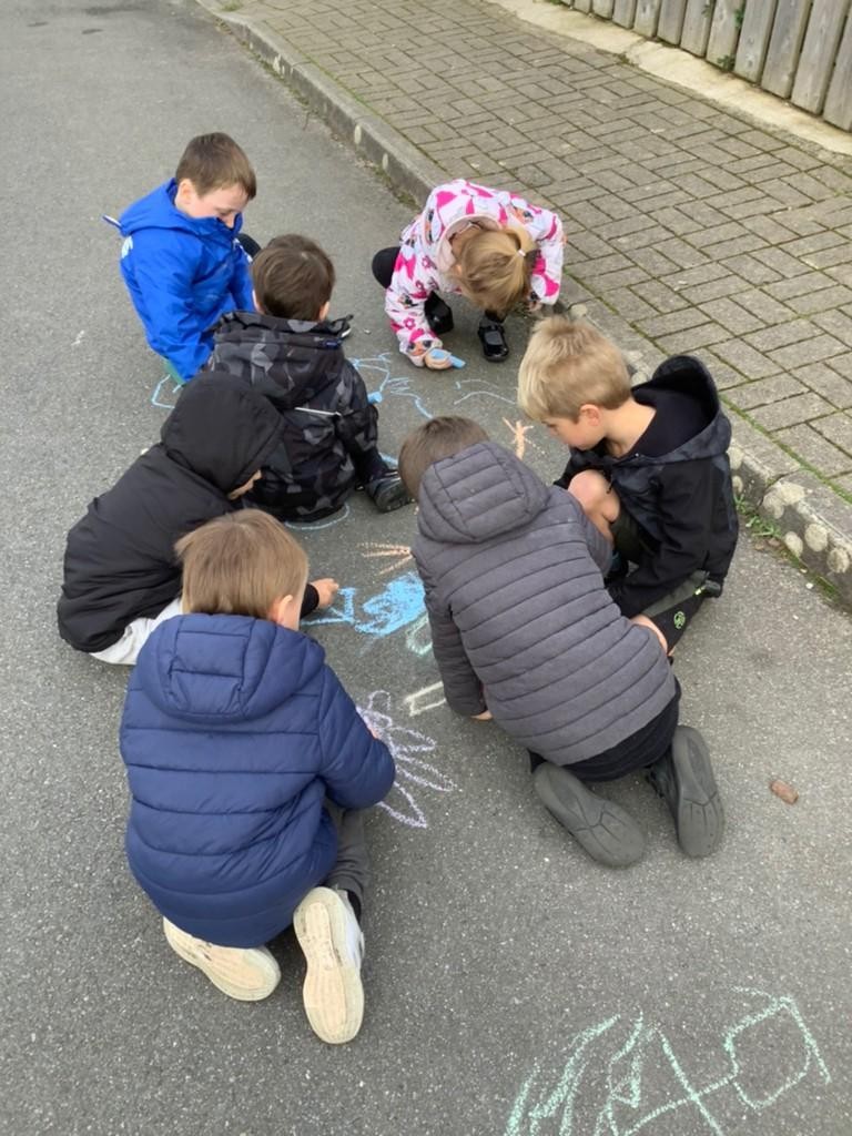 Big mark making with Puffin Class