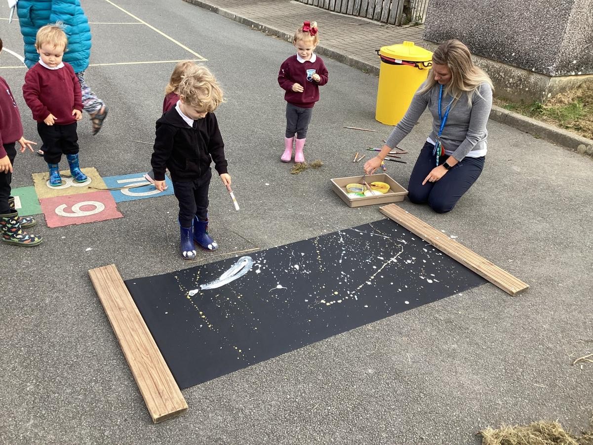 Exploring different methods of painting for Space week