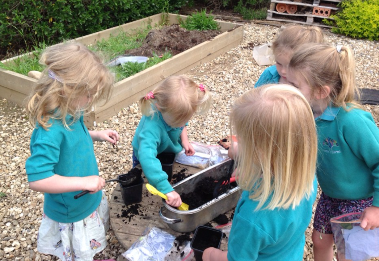 Planting our beans - we are excited to see them grow!