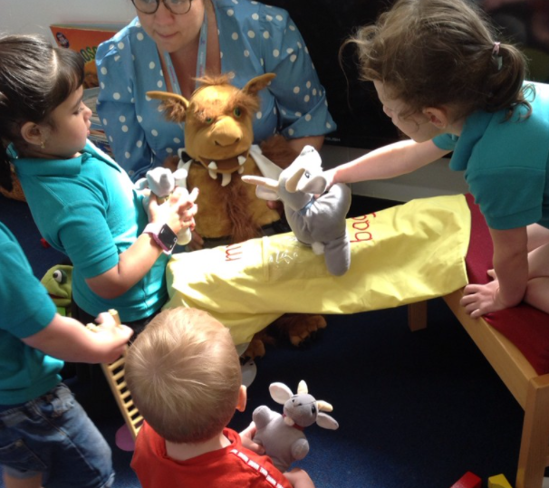 Role playing 'The Three Billy Goats Gruff'