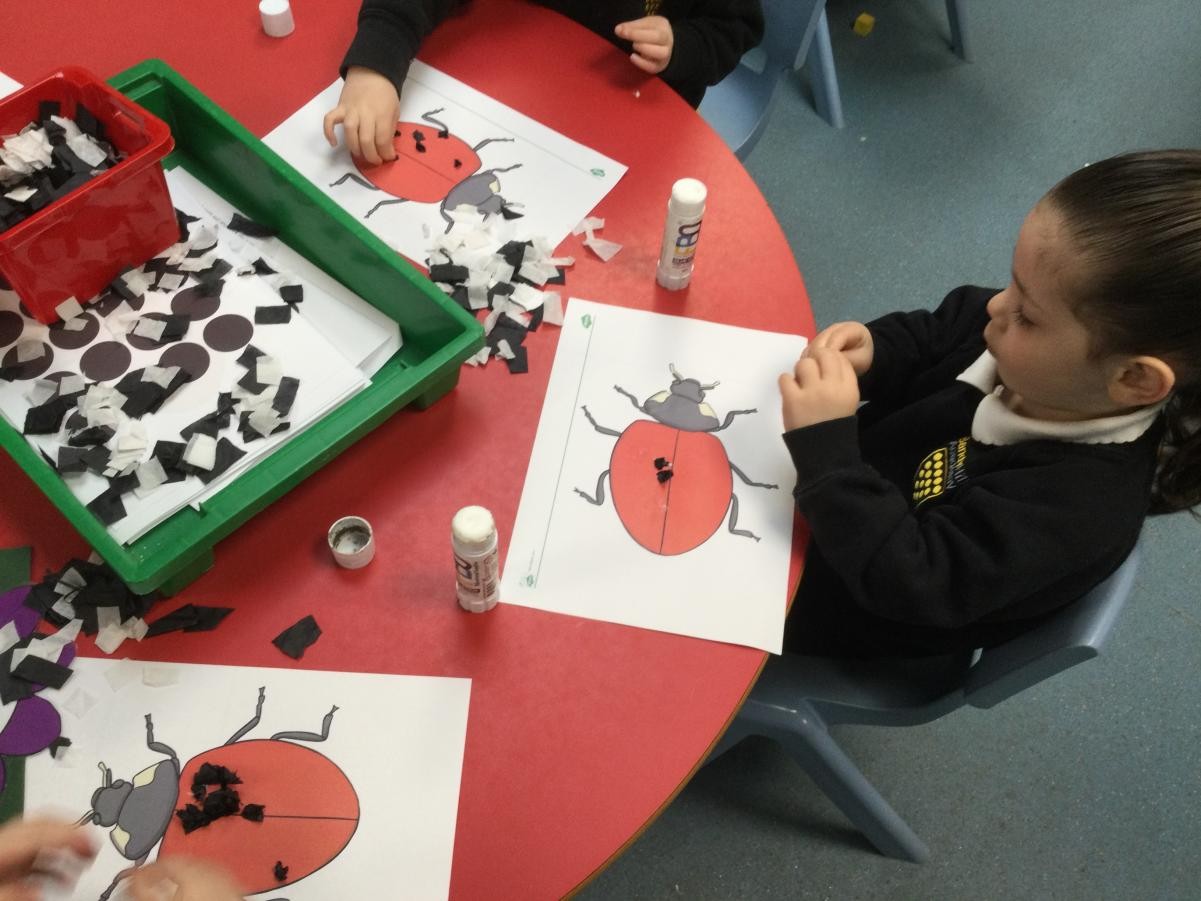 Funky finger glue stick skills, helping us to look after our resources.