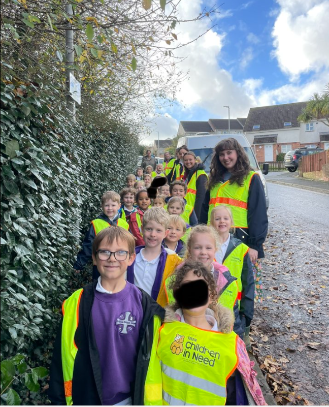 The children went to the local park in Wadebridge to collect data