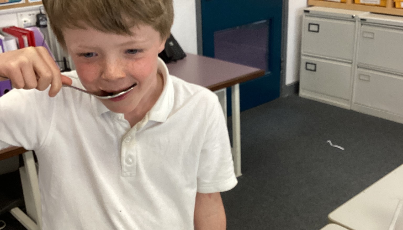 Pupils evaluated a range of existing food products such as bread, cereals, and butter, examining packaging and exploring taste, smell, appearance, and texture to understand what makes a successful product.