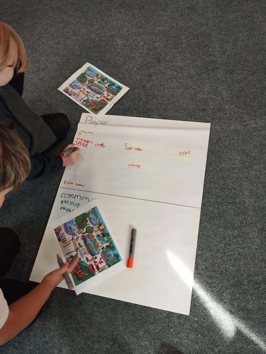 We have been working on nouns in the classroom and used all of our knowledge and skills to identify them in an image and then sort them.