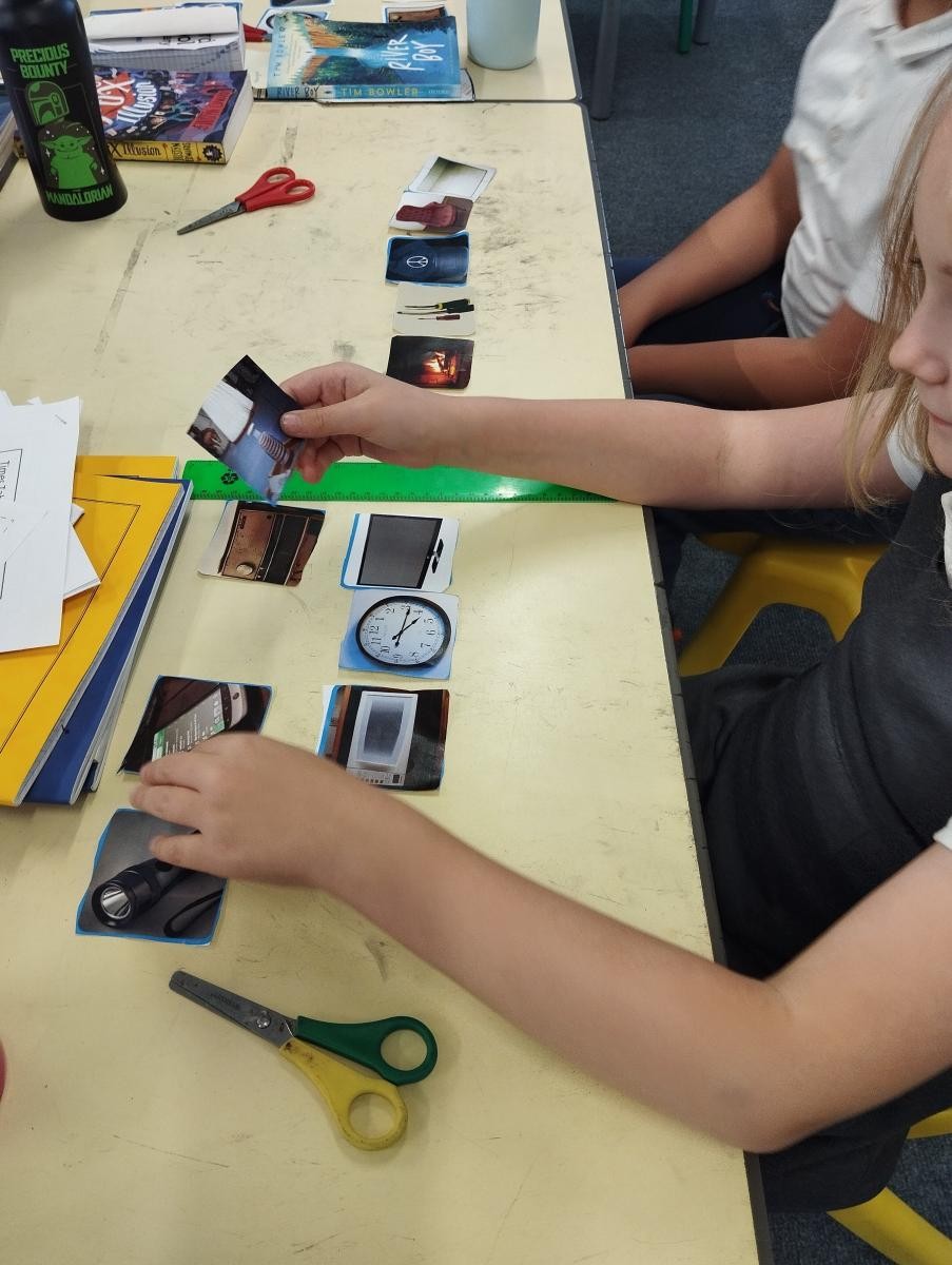 In science, we began by identifying and sorting items that do or do not require electricity.
