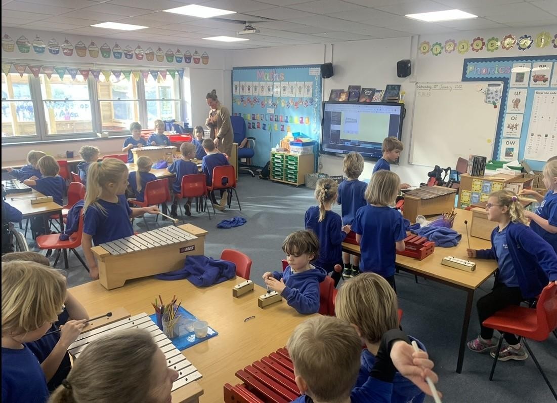 Using tuned percussion instruments.