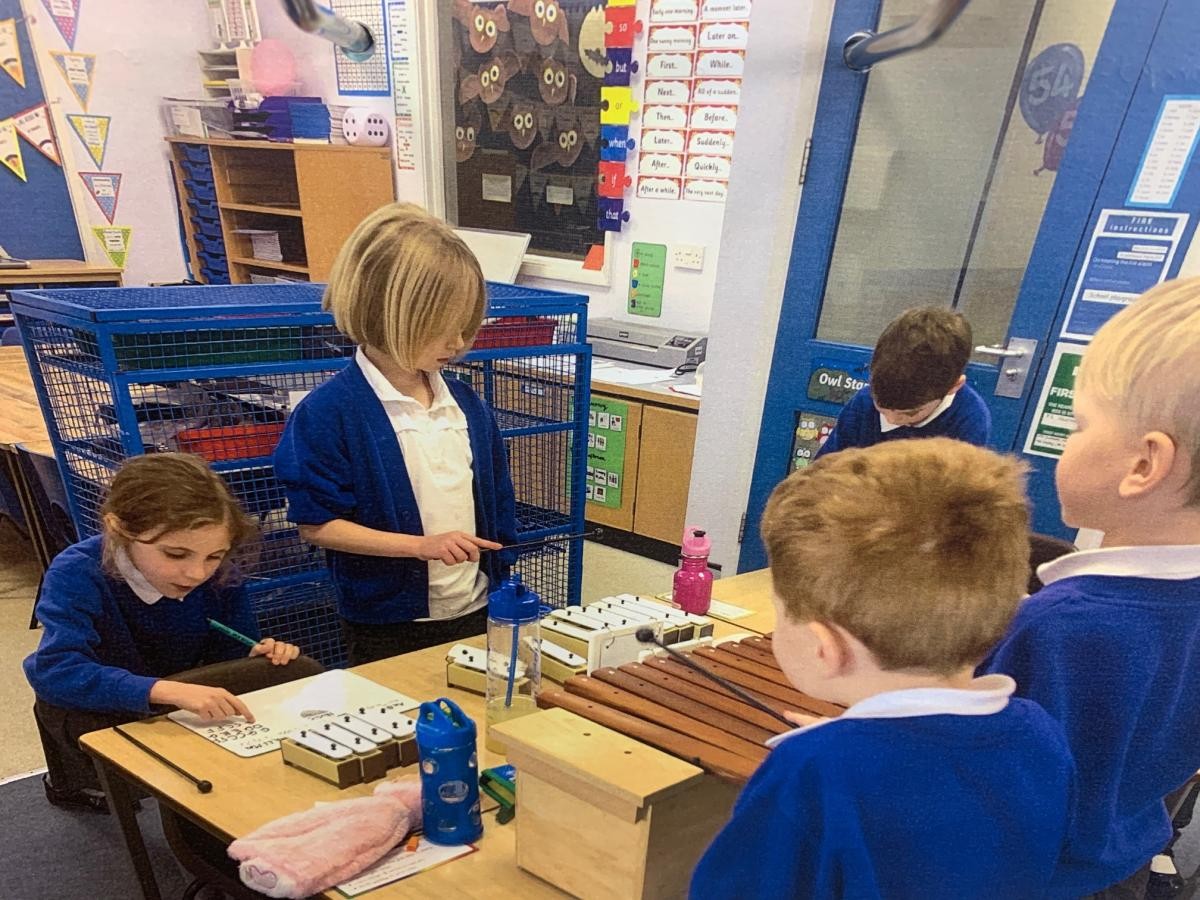 Using tuned percussion.