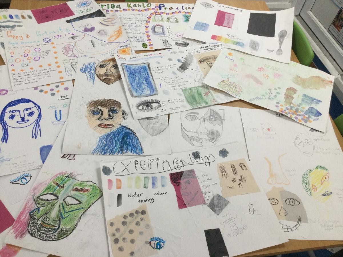 Drawing. Researching artists and explorations ready for self led portrait work.