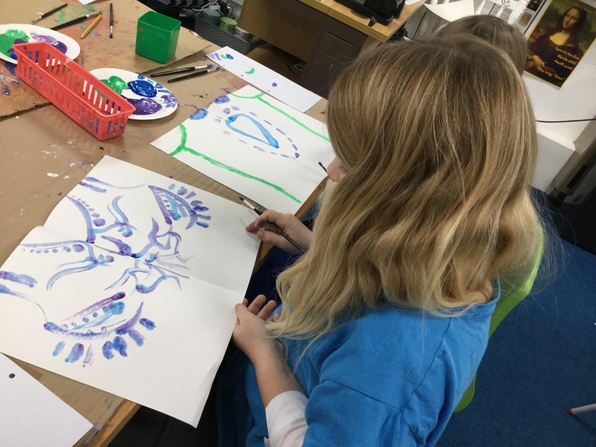 Print. Symmetrical monoprint patterns.