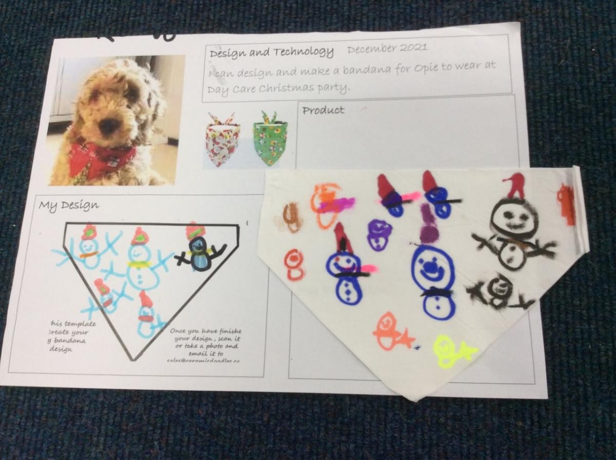 Design and make a Christmas bandana for Opie the dog