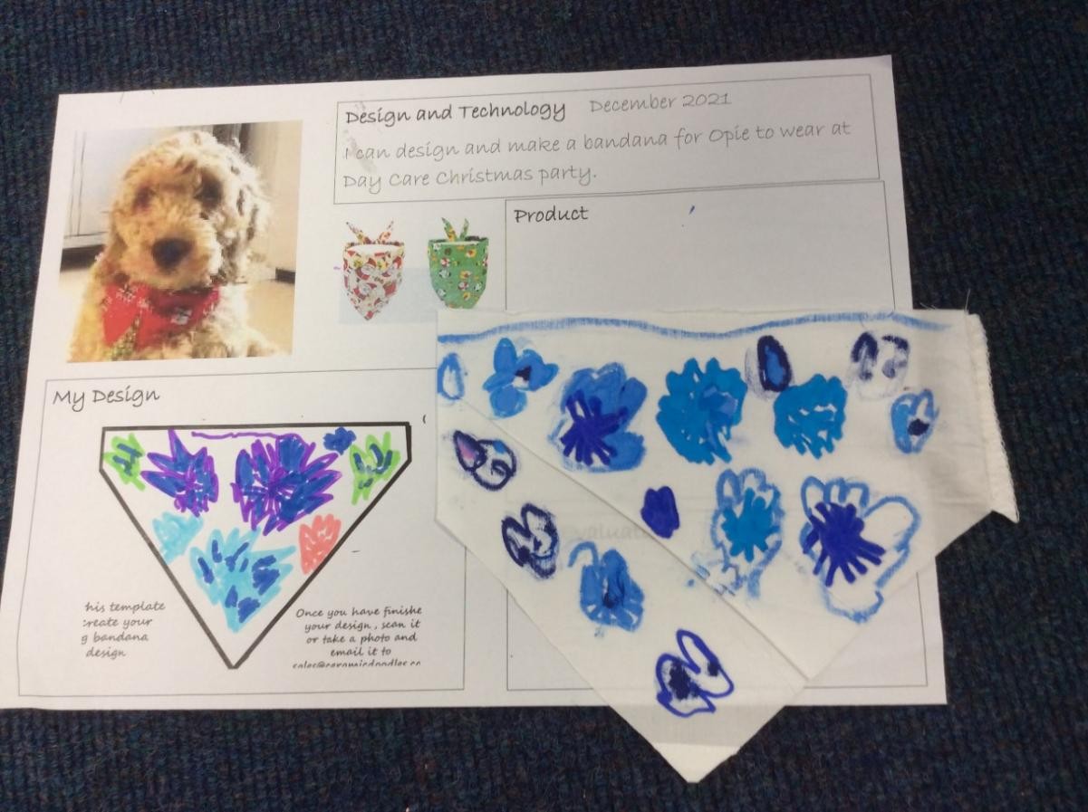 Design and make a Christmas bandana for Opie the dog