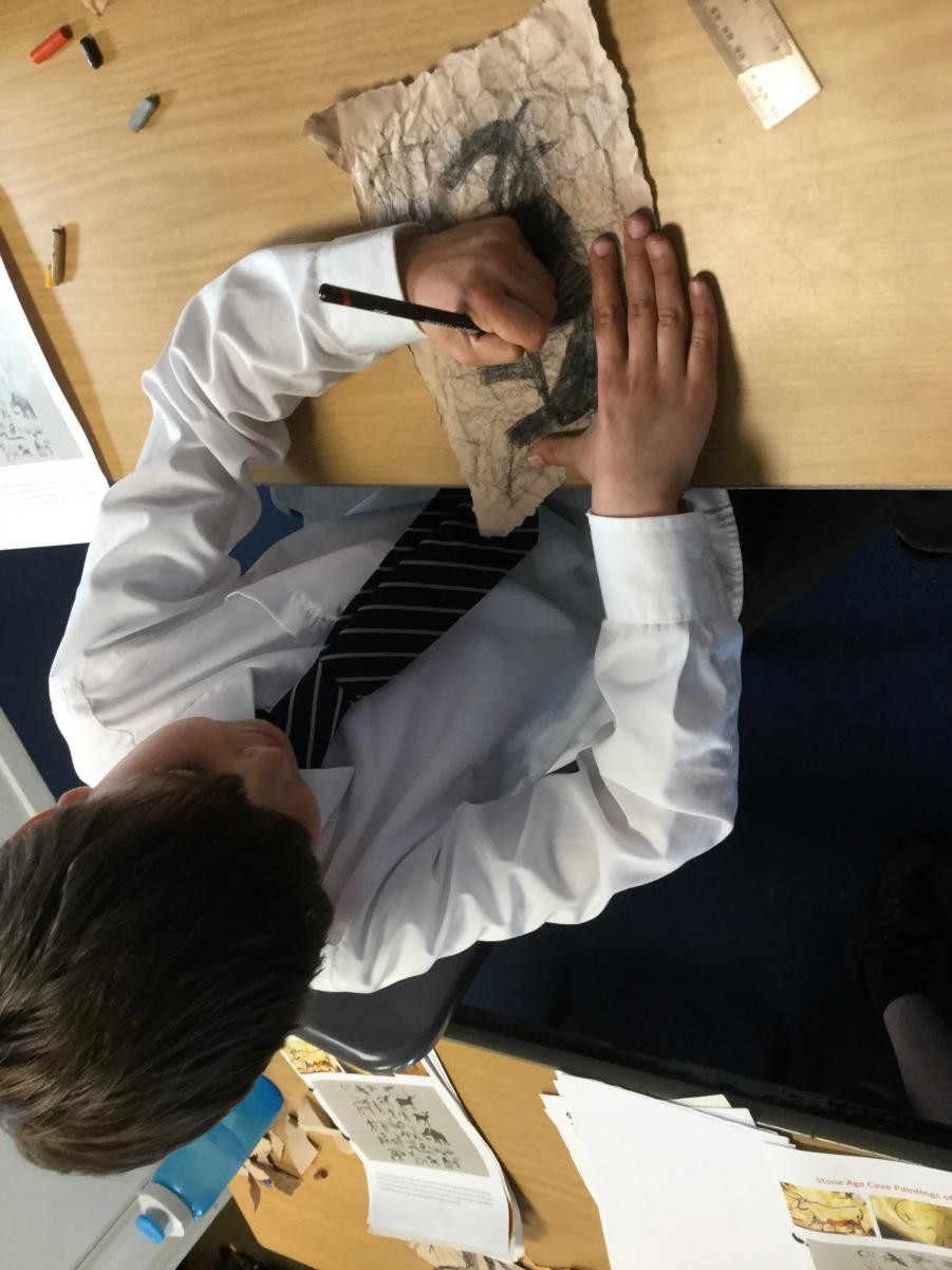 Drawing. Stone age drawings on textured surfaces