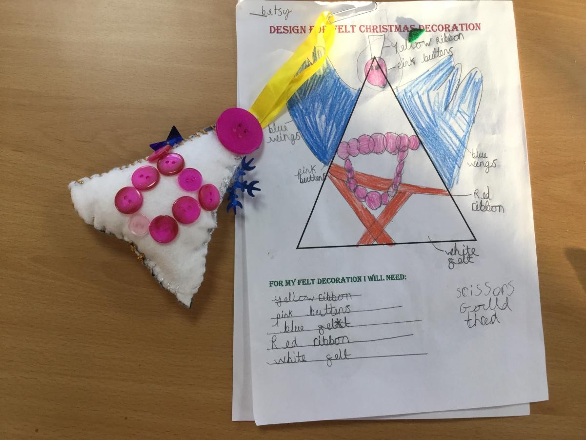 Designing and making Christmas decorations.