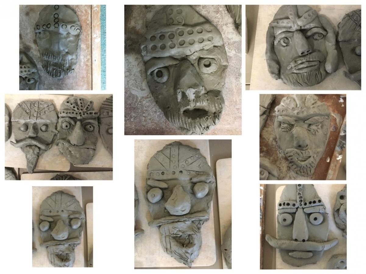Sculpture. Clay Anglo Saxon warriors