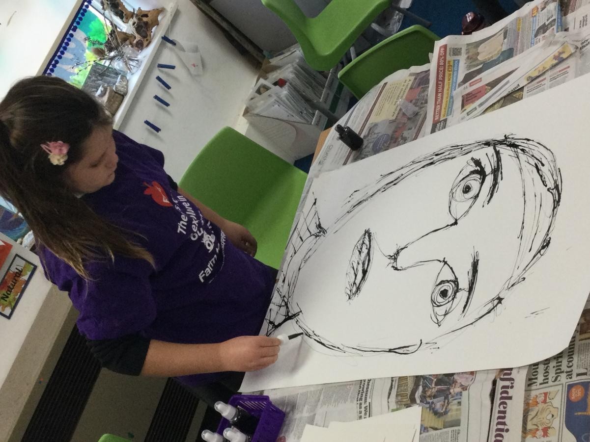 Drawing. A1 continuous line ink portraits.