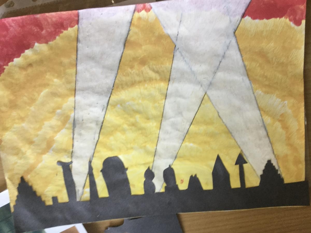 Paint. Adding details to painted backgrounds