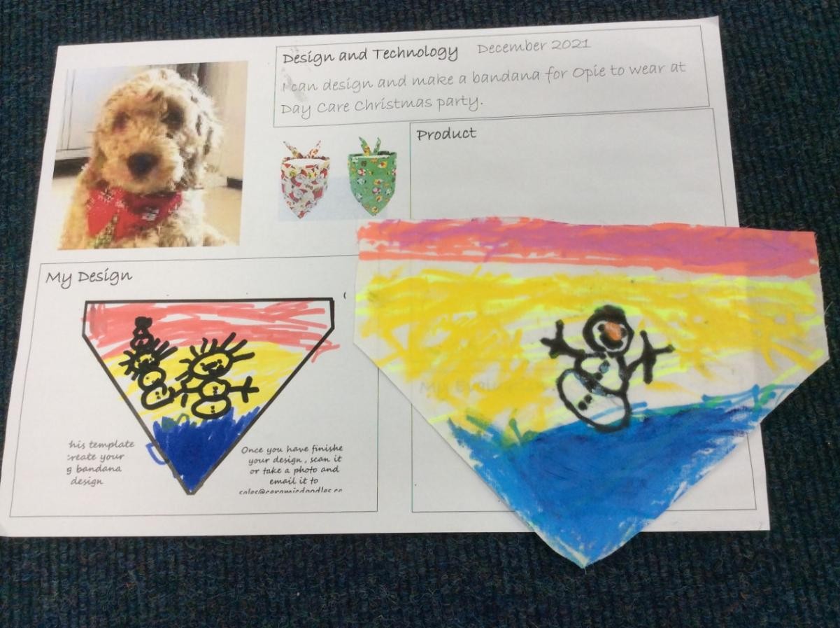 Design and make a Christmas bandana for Opie the dog